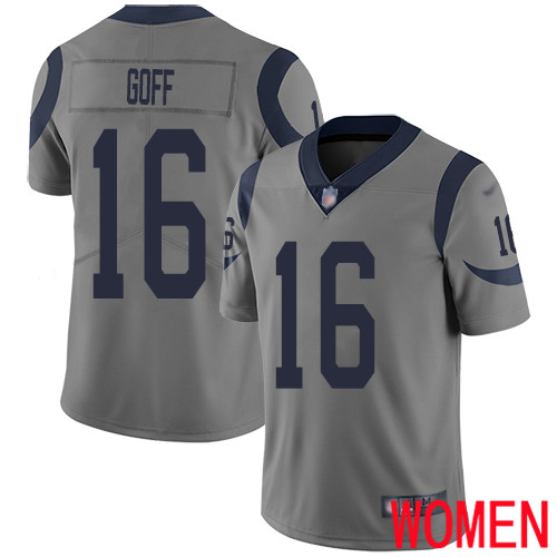 Los Angeles Rams Limited Gray Women Jared Goff Jersey NFL Football #16 100th Season Inverted Legend->los angeles rams->NFL Jersey